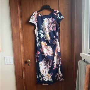 Navy Floral Midi Dress